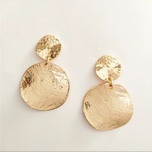 NWT 14K GOLD plated bohemian gold disc drop earrings new with tags